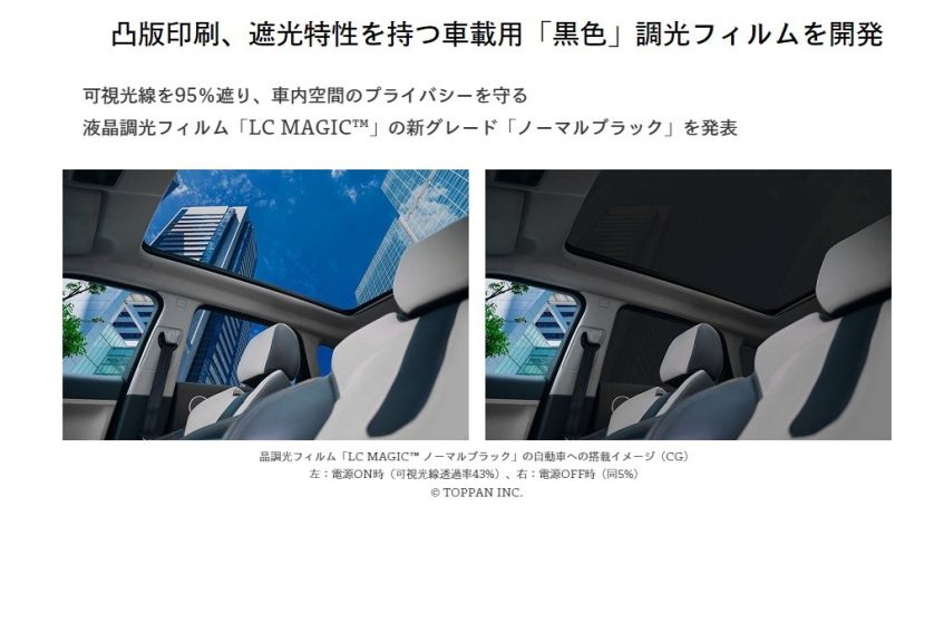 日本凸版印刷公布過電後變成全黑的汽車天窗用薄膜 LC MAGIC Normal Black - 職人選物-職人選物