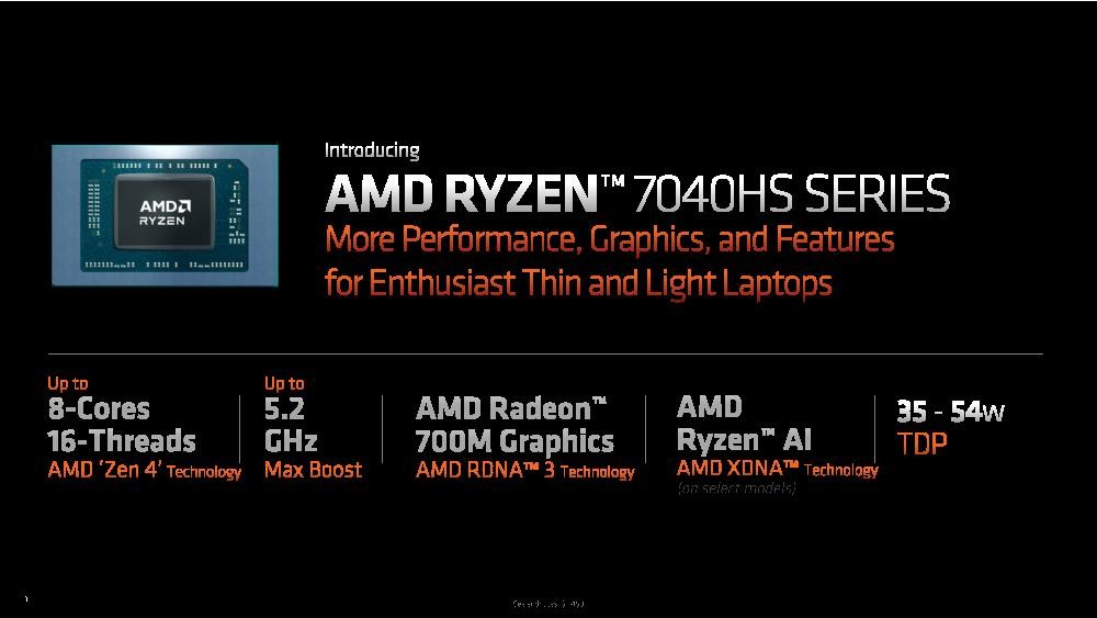 AMD 公布 Ryzen 7040HS 行動處理器的 Ryzen AI 進一步細節，為兼具效能、日常體驗與輕薄的電競筆電與行動工作站而生 - 職人選物-職人選物